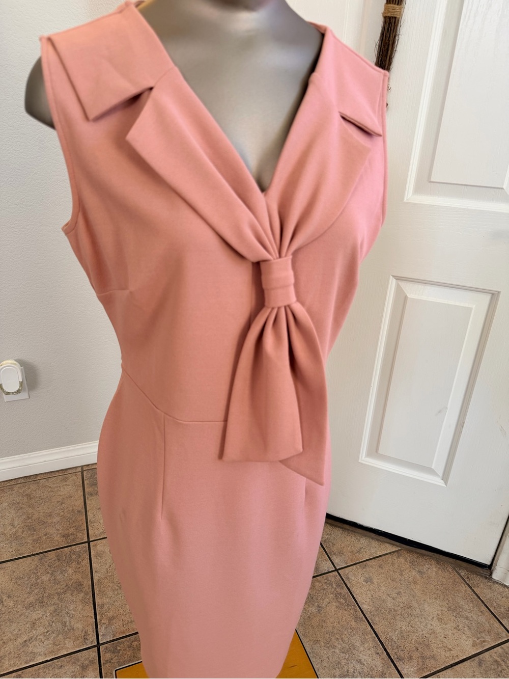 Sleeveless Knot-Front Sheath Dress in Dusty Rose
